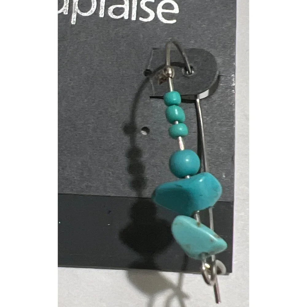 Carol Dauplaise Turquoise And Silver Dangle Earrings